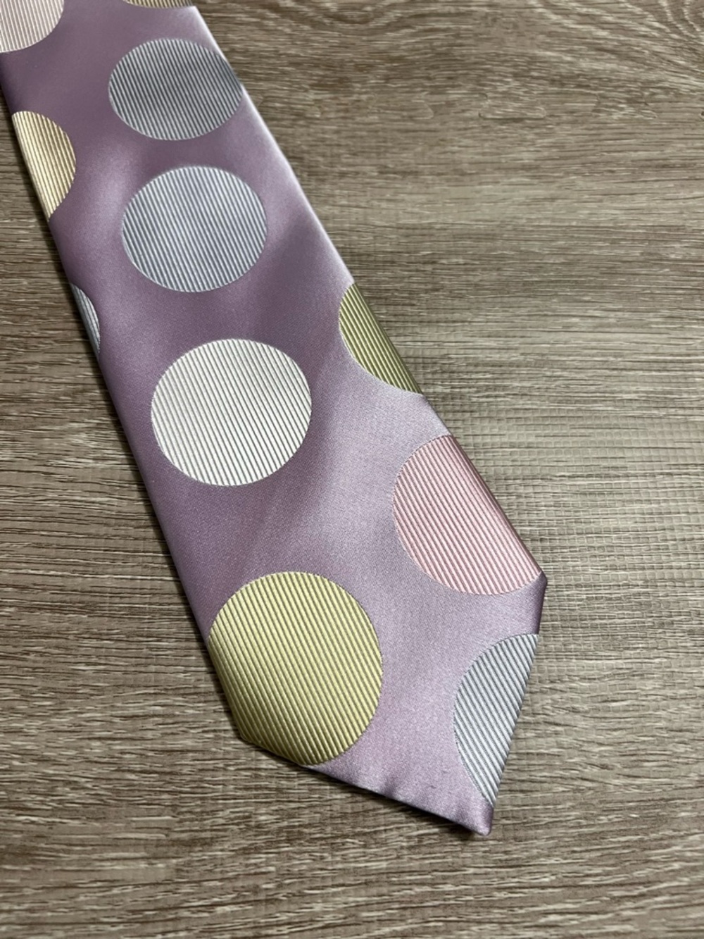 BCBG//Attitude Lavender Polka Dot Silk Tie - Pastel Circles